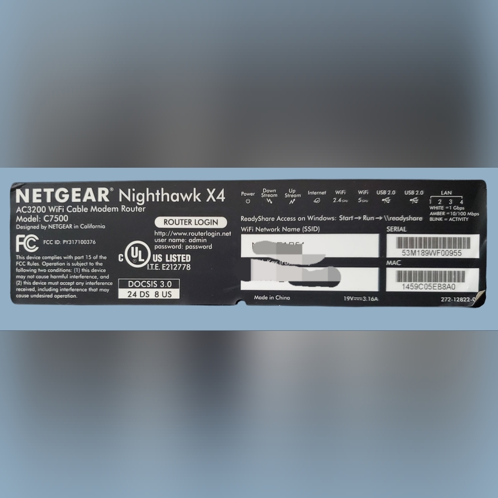 NETGEAR Nighthawk X4 AC3200 C7500 DOCSIS 3.0 Cable (24x8) Modem / Router TESTED - Picture 9 of 10